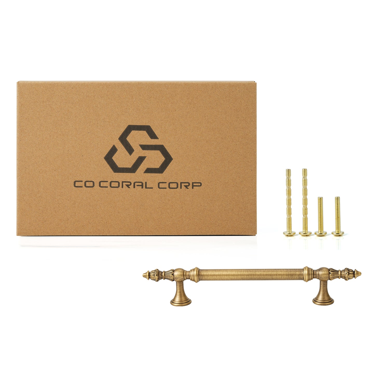 Vintage Cabinet Pulls 5" Hole Center Solid Brass Pulls in Antique Brass