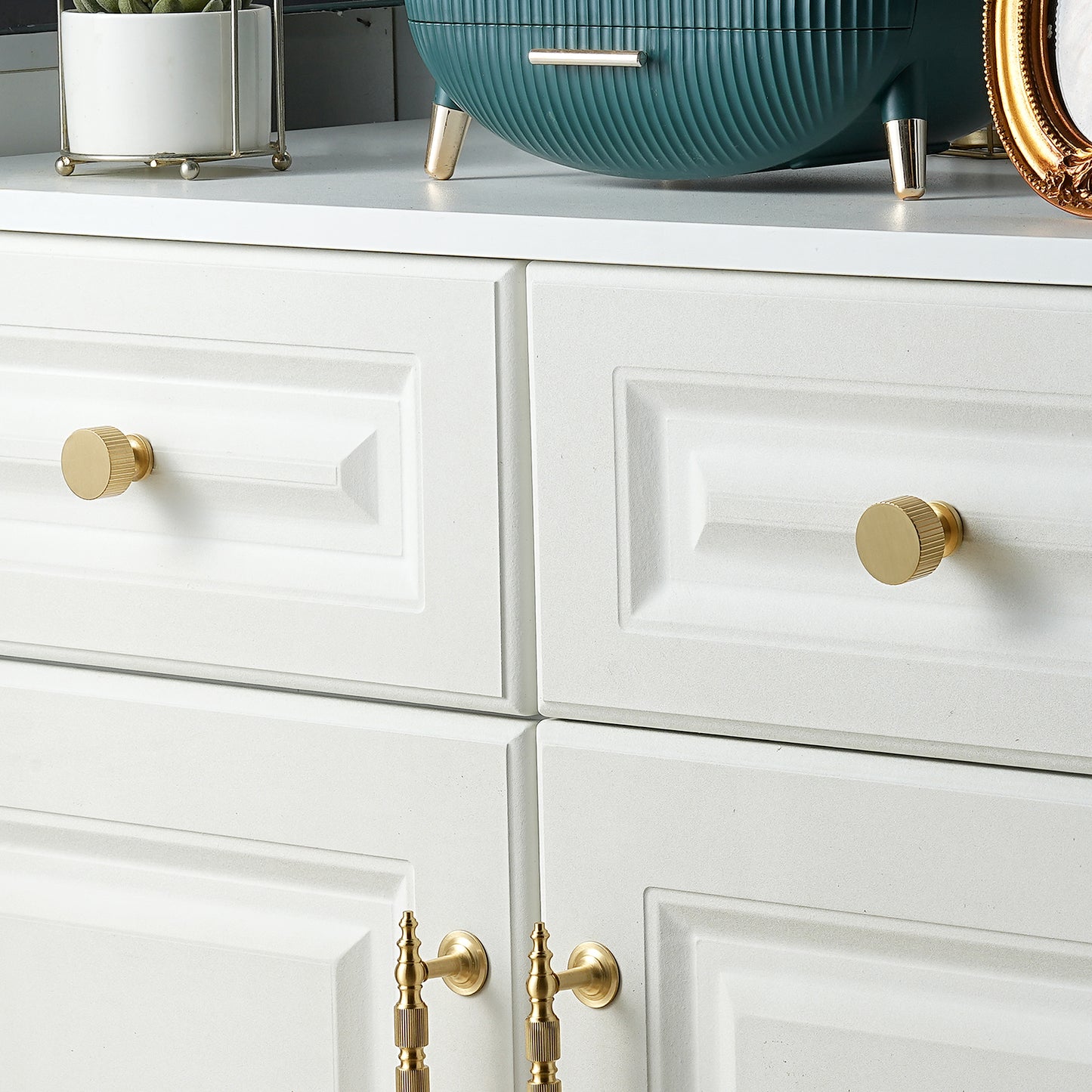 Solid Brass Drawer knobs Classic Cabinet Knobs in Antique Brass & Brass