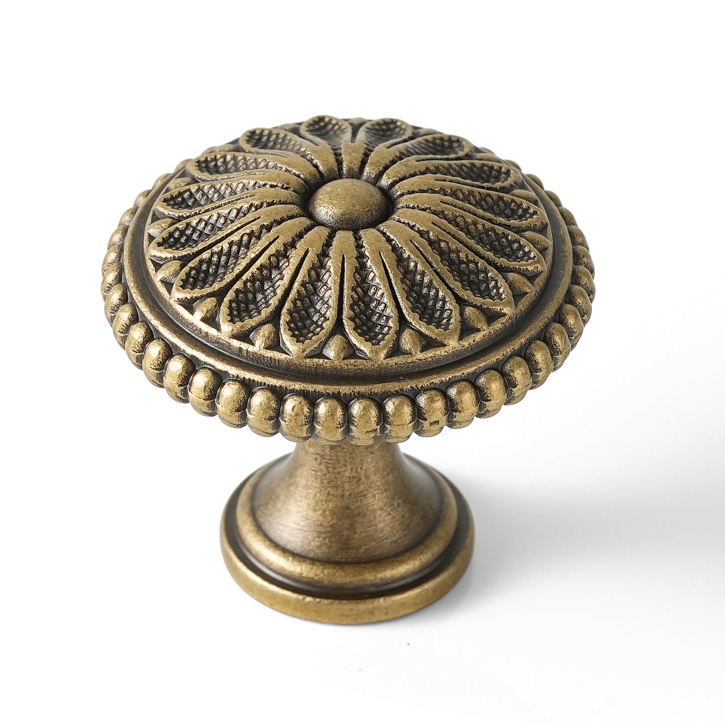 Vintage Cabinet Handle Solid Brass Cabinet Pull & Knob in Antique Brass