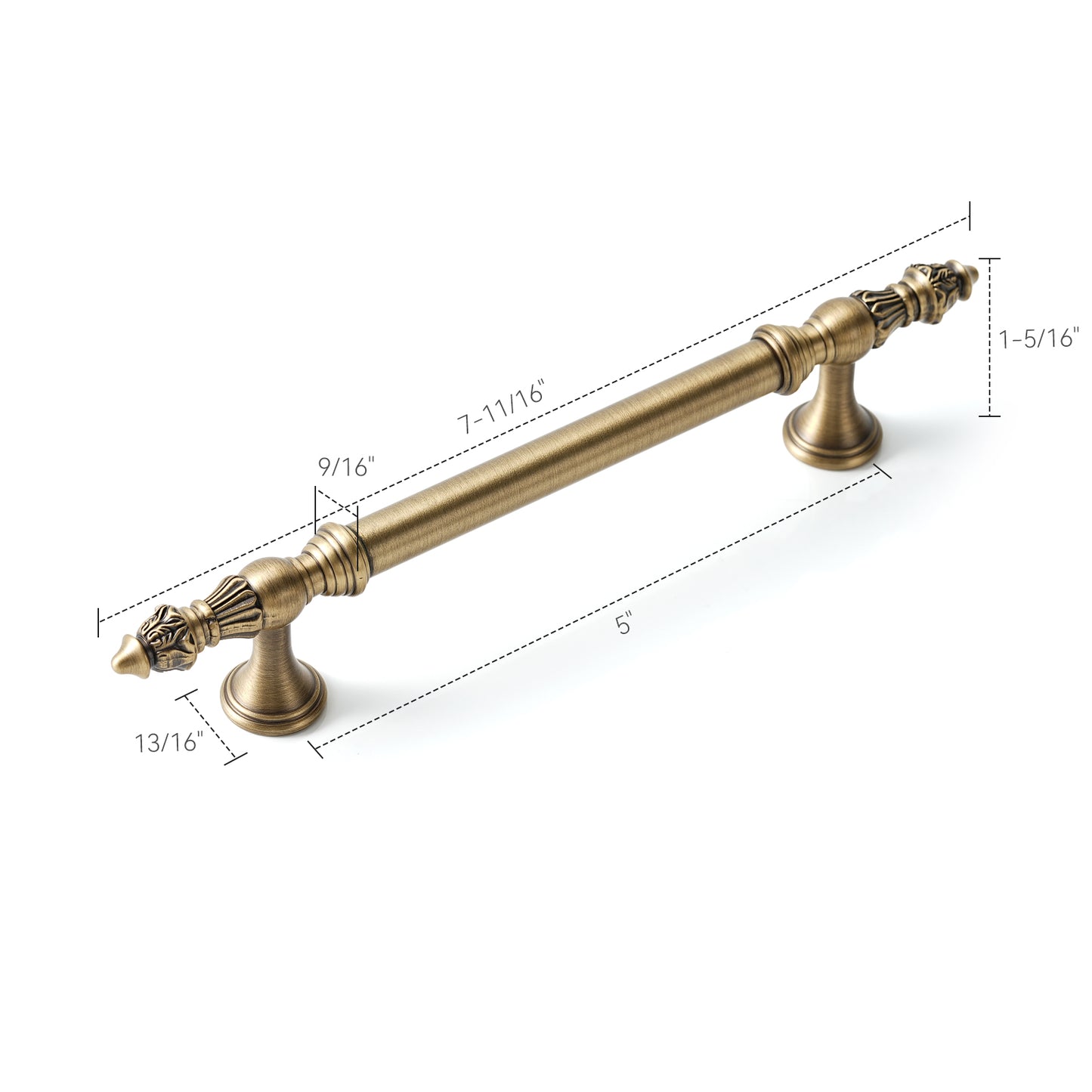 Vintage Cabinet Handle Solid Brass Cabinet Pull & Knob in Antique Brass