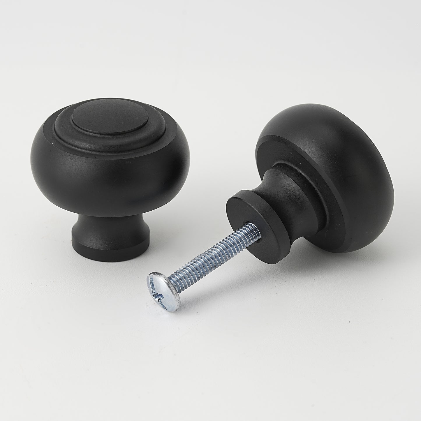 1.26" (32mm) Diameter Modern Drawer Knobs in Black and Nickel