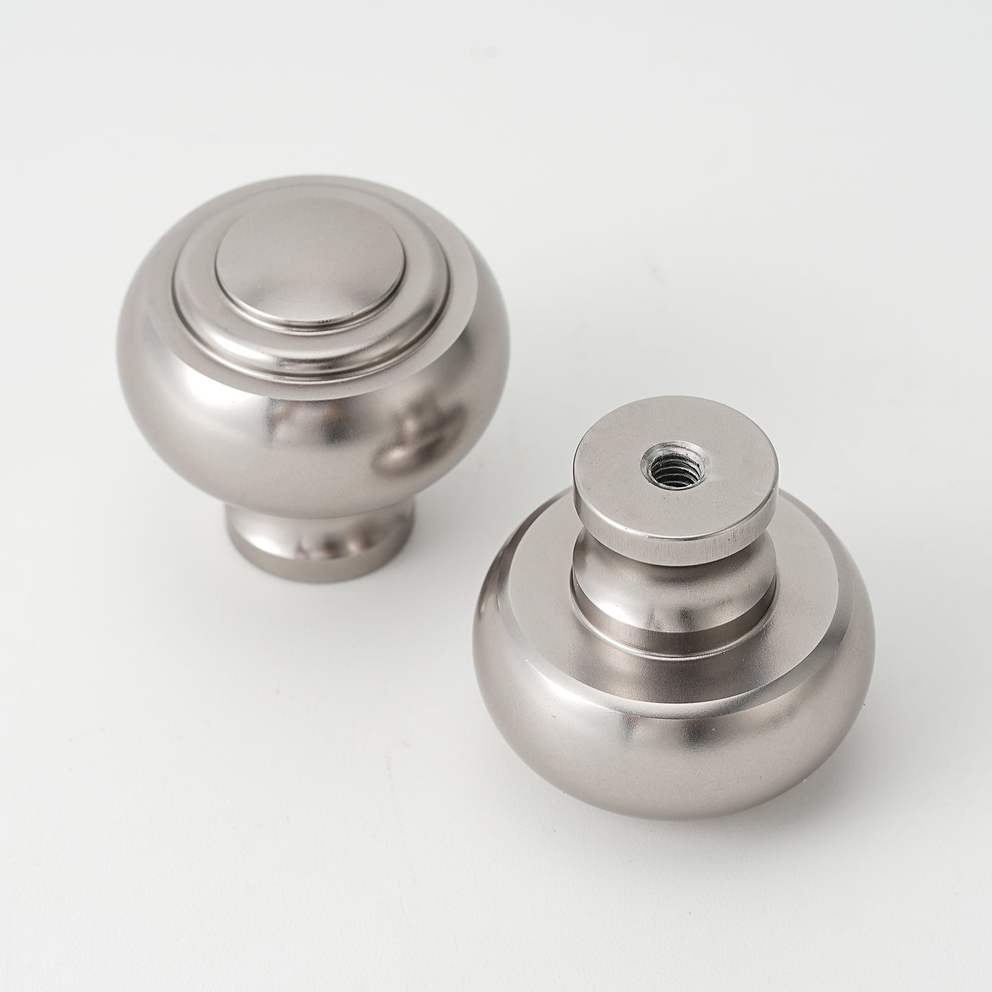 1.26" (32mm) Diameter Modern Drawer Knobs in Black and Nickel