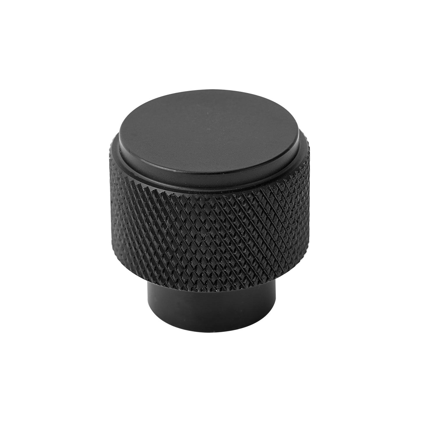 1.18" (30mm) Diameter Knurled Drawer Knobs in Black and Nickel