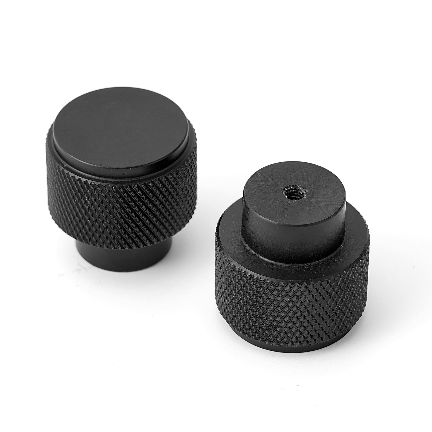 1.18" (30mm) Diameter Knurled Drawer Knobs in Black and Nickel