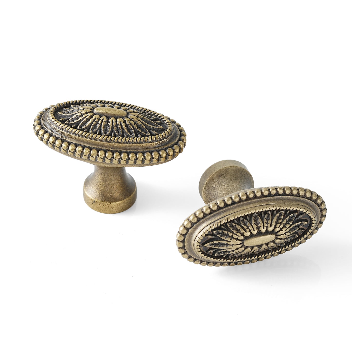 Vintage Cabinet Handle Solid Brass Cabinet Pull & Knob in Antique Brass