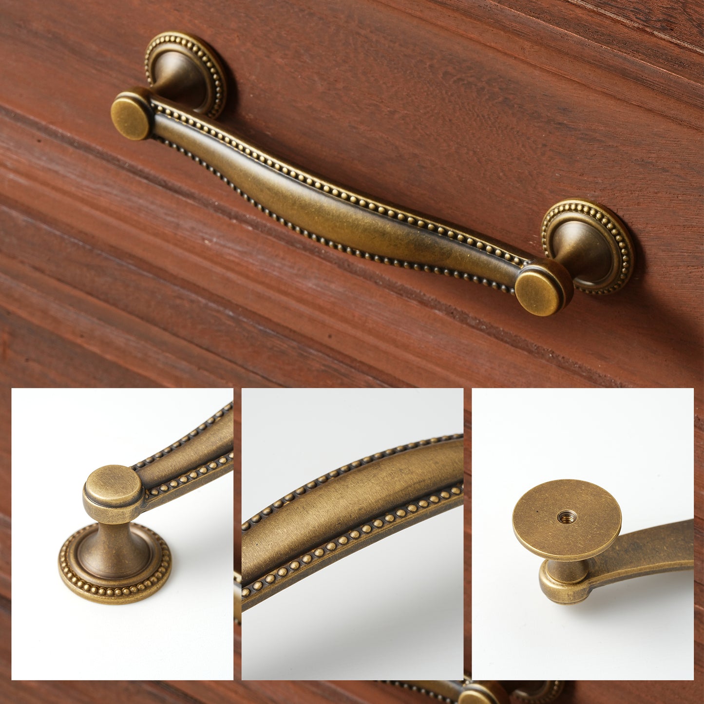 5" Hole Center Cabinet Pulls Antique Brass Drawer Pulls Art Deco Cabinet Handles