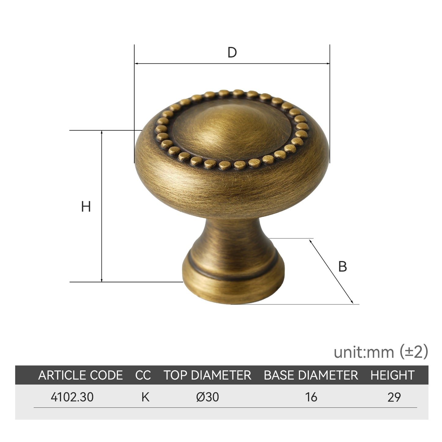 Ø30mm Solid Brass Cabinet Knobs