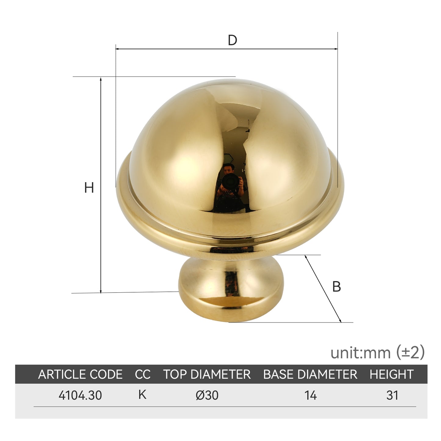 ø30mm Topper Solid Brass Cabinet Knobs