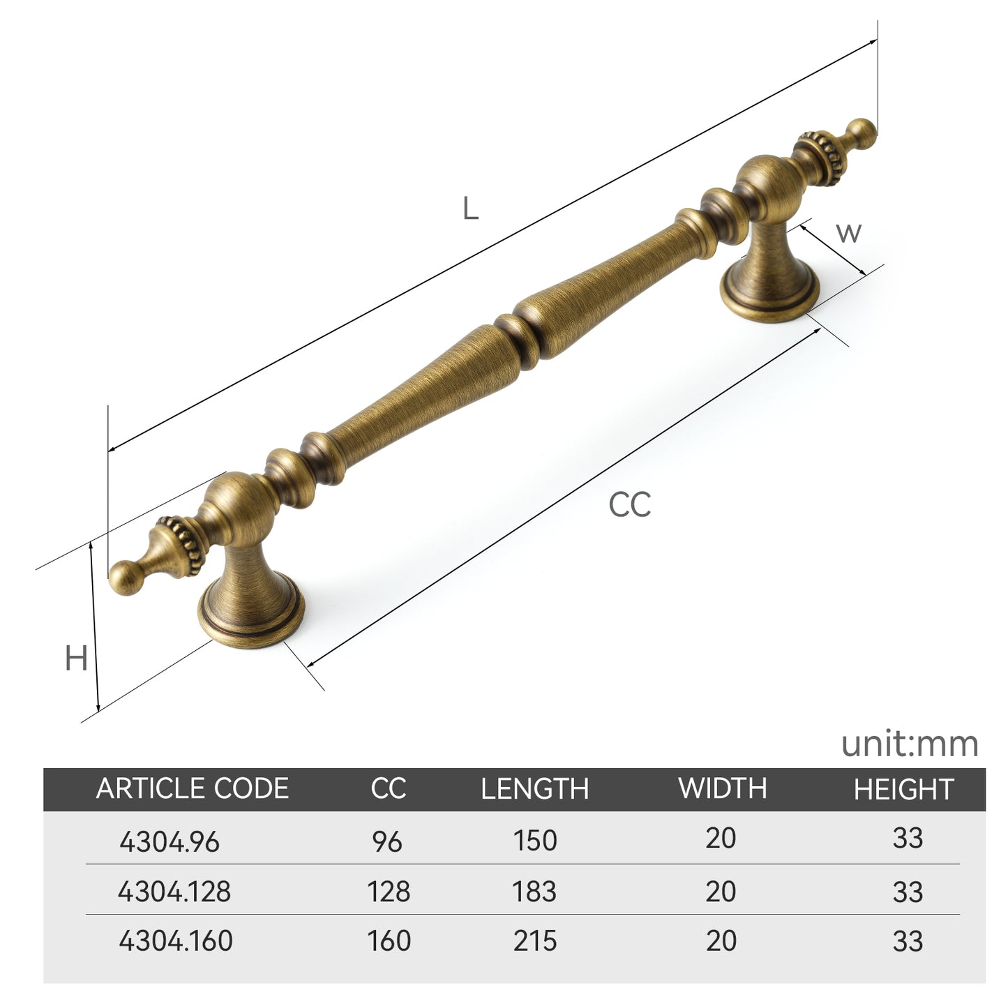 5" Hole Center Elegance Solid Brass Cabinet Handle Pulls