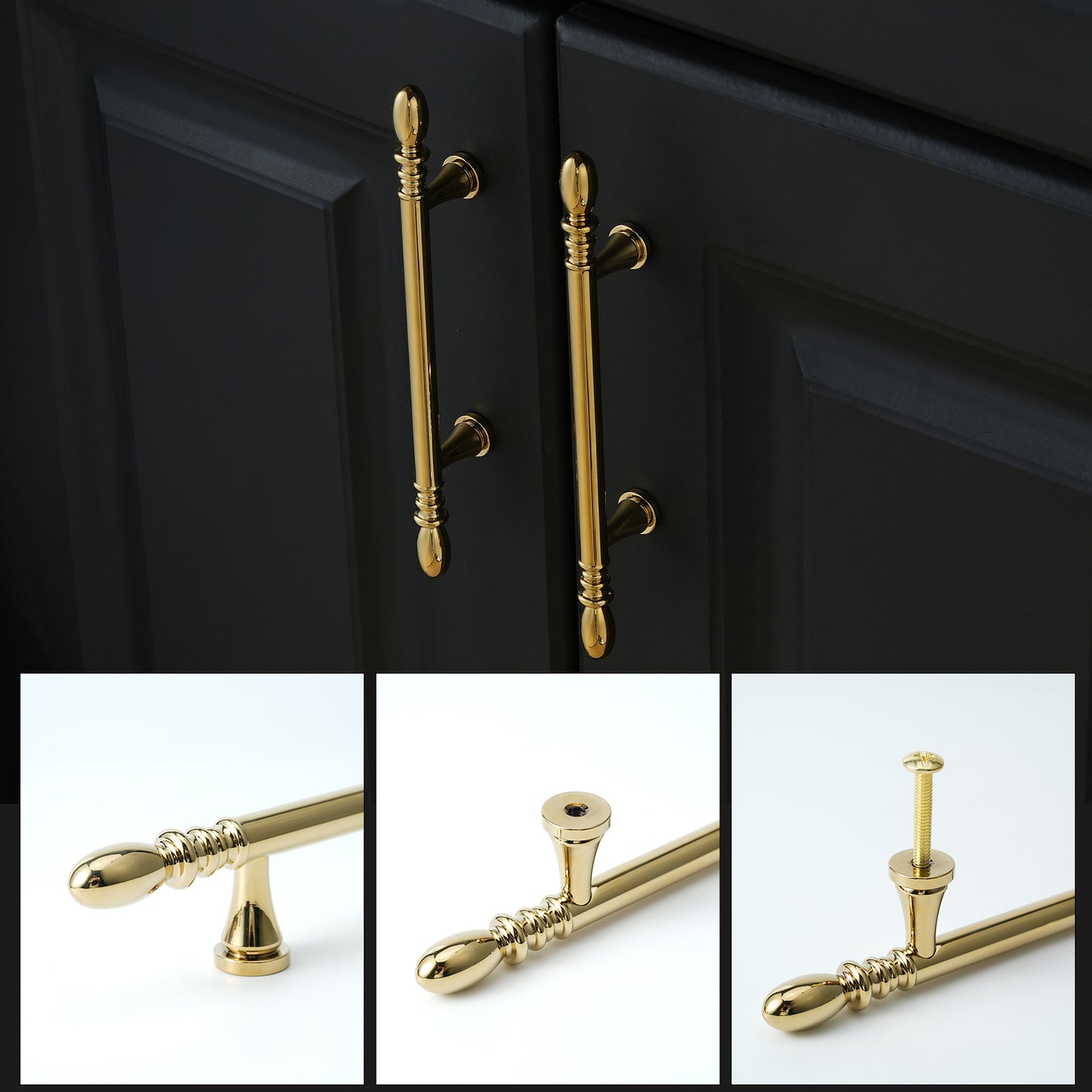 3.8" and 5" Hole Center Solid Brass Cabinet Pulls Drawer Handles in Gold and Chrome