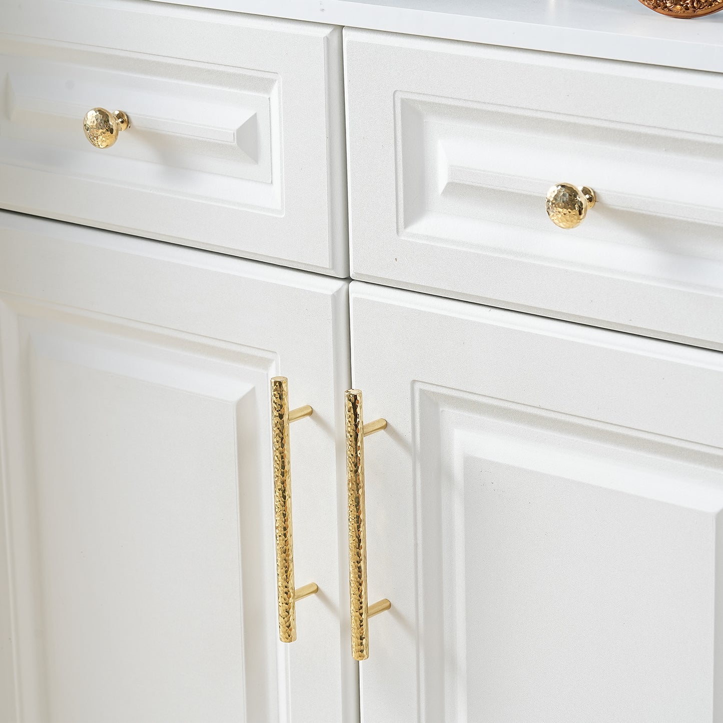 Hand-Hammered Cabinet Pulls and Knobs Solid Brass Drawer Knob and Pull Gold Cabinet Handles