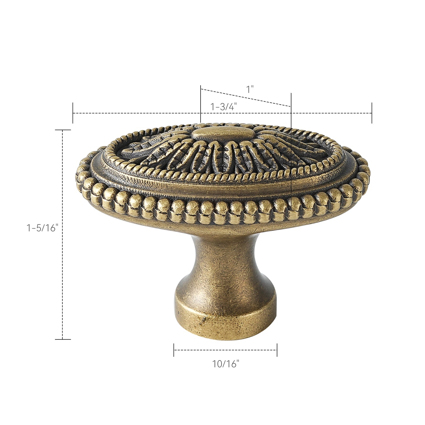 Vintage Cabinet Handle Solid Brass Cabinet Pull & Knob in Antique Brass