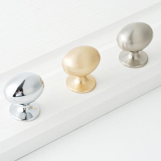 Oval Solid Zinc Alloy Cabinet Knobs for Kitchen and Bathroom