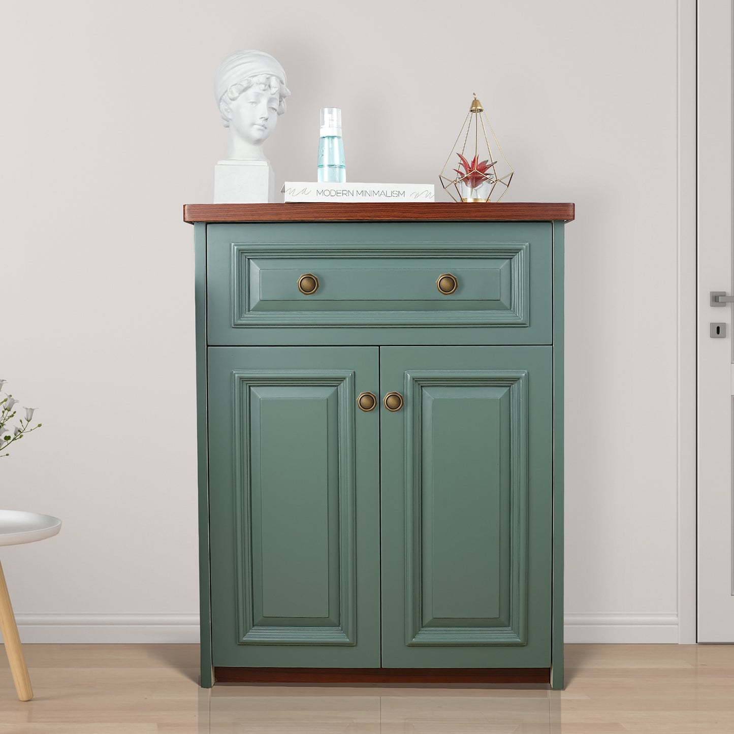 Solid Brass Cabinet Knob, Octagonal Drawer Knob in Brushed Antique Brass