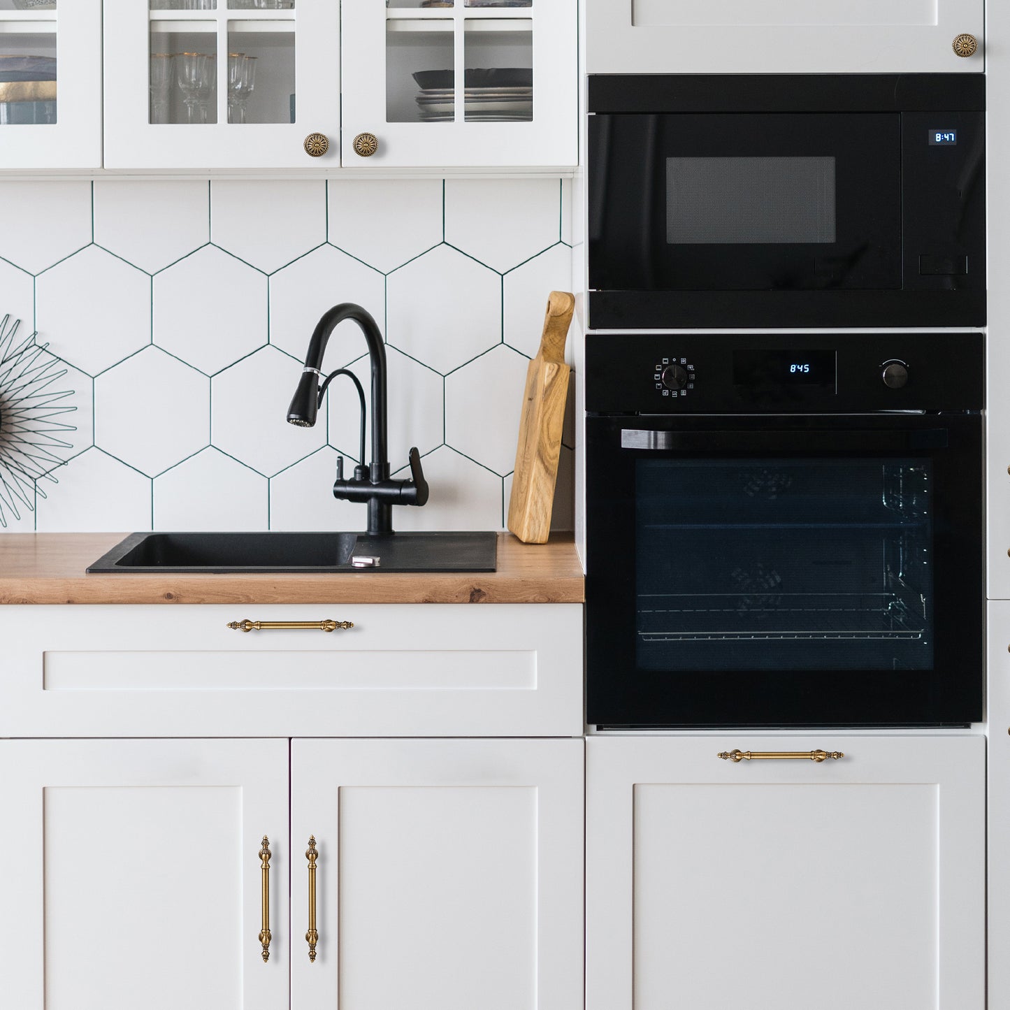 Vintage Cabinet Handle Solid Brass Cabinet Pull & Knob in Antique Brass