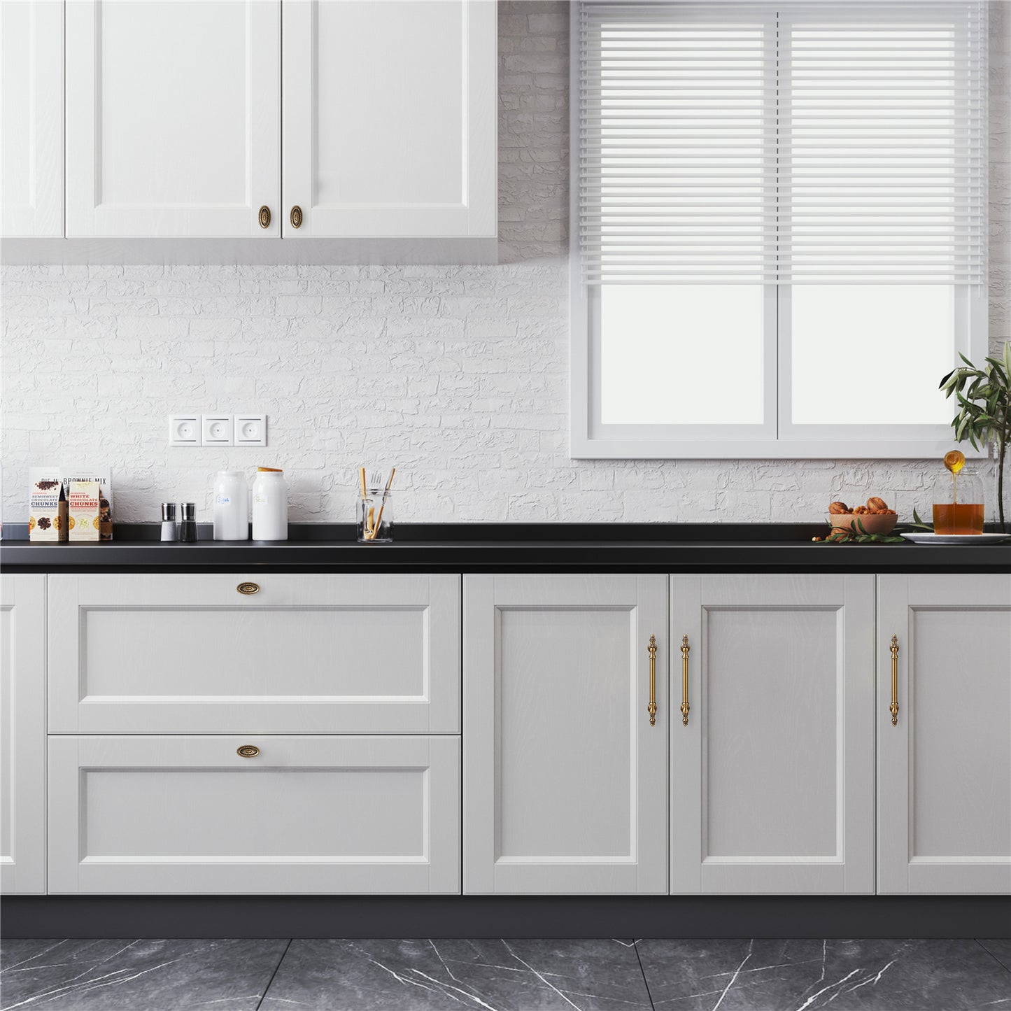 Vintage Cabinet Handle Solid Brass Cabinet Pull & Knob in Antique Brass